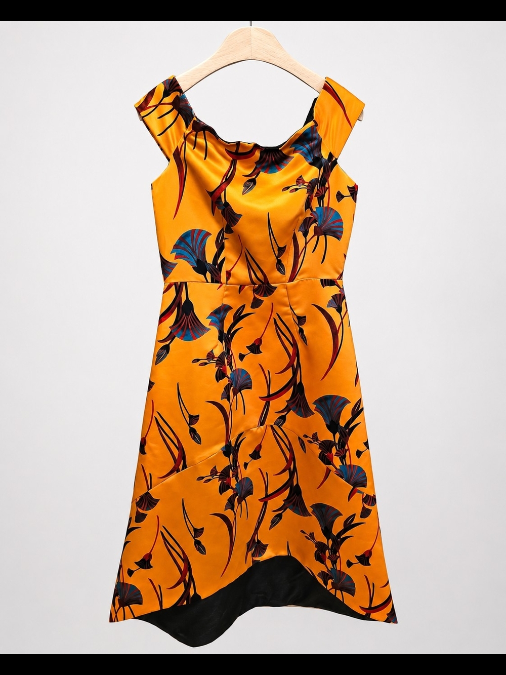 Sunset Floral Midi Dress in Golden Yellow